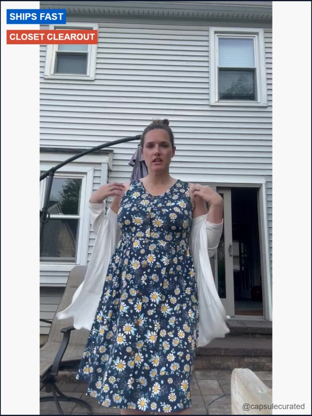 Sleeveless V-Neck Midi Dress Loose Flowy A-Line Sundress - Picture 6 of 7
